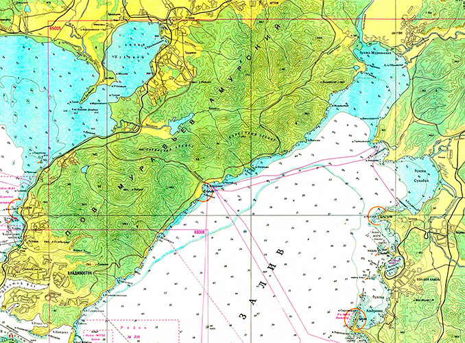 Карта Амурского и Уссурийского залива 1:100 000