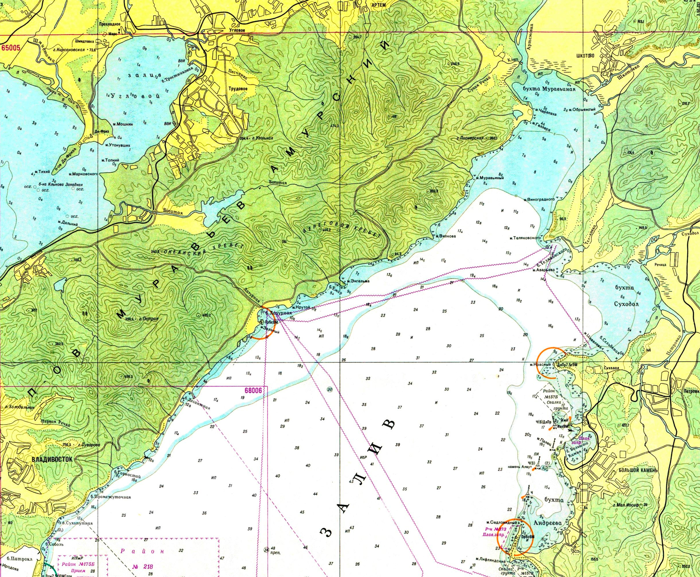 Уссурийский залив на карте