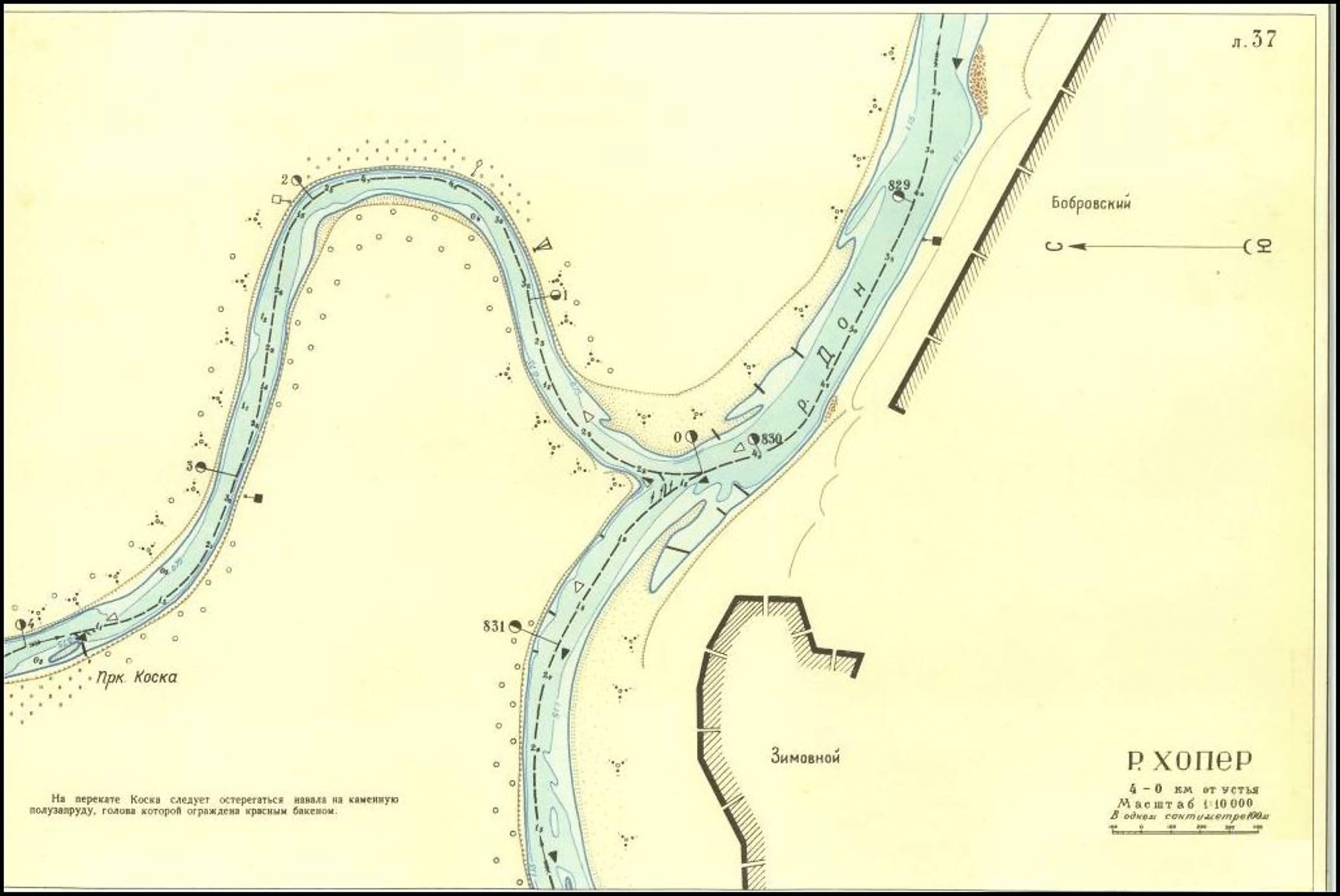 Карта - лоция реки Хопер. 