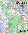 Карта реки Ока - топорграфические карты от Калуги до Нижнего Новгорода. Касимов