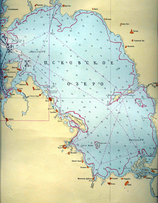 Карта Псковского озера