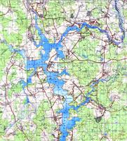 Карта Истринского водохранилища - вырезка из топографической карты